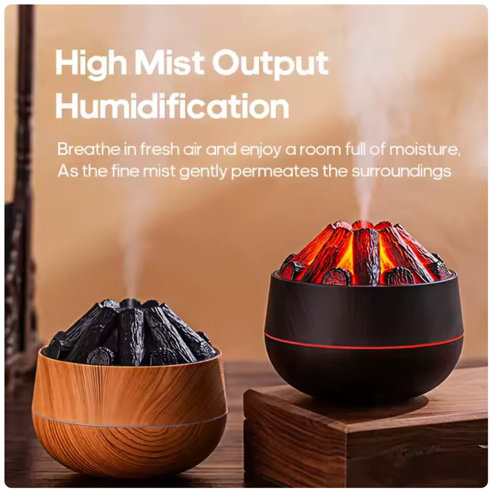 Charcoal Flame Effect Humidifier – 300ML