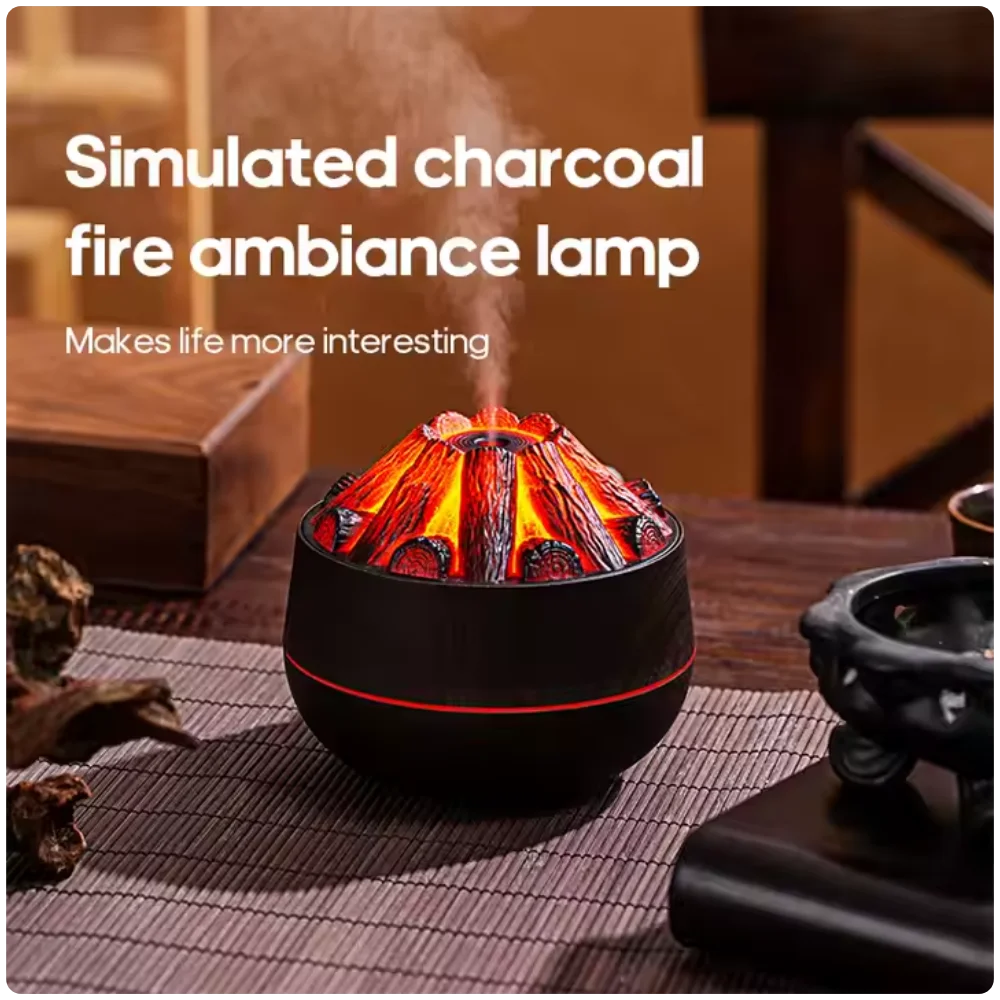 Charcoal Flame Effect Humidifier – 300ML