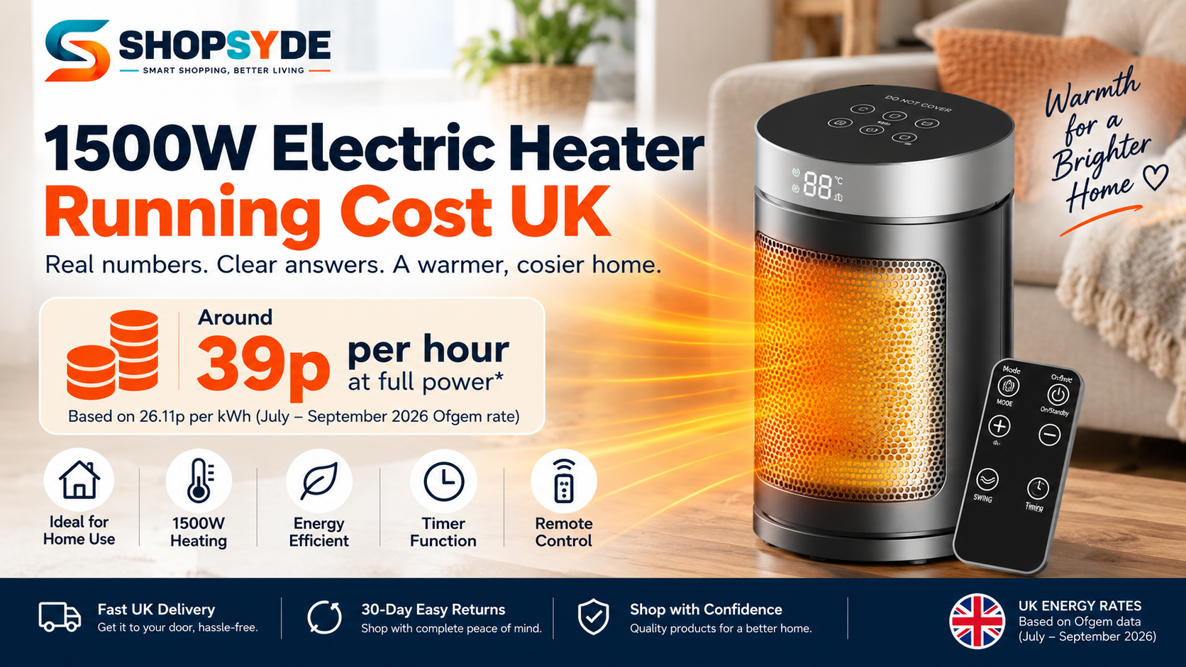 How Much Does a 1500W Electric Heater Cost to Run in the UK?