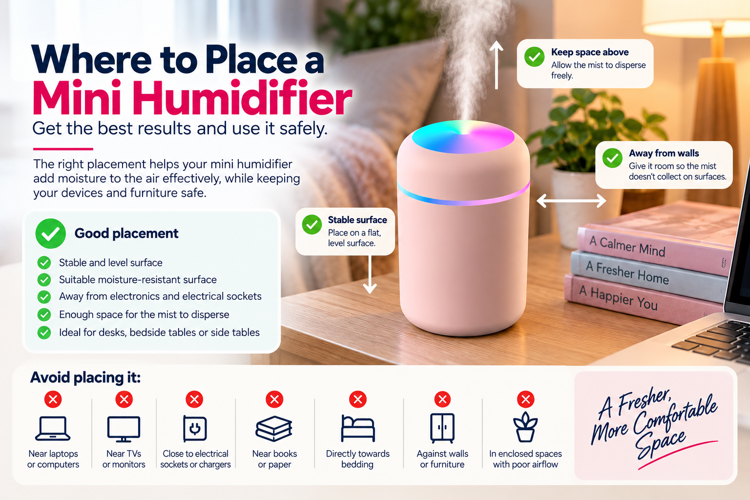 where to place a mini humidifier safely