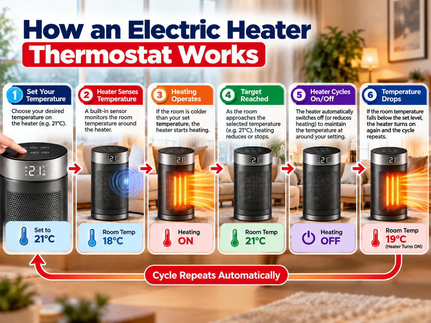 how an electric heater thermostat works temperature cycling diagram