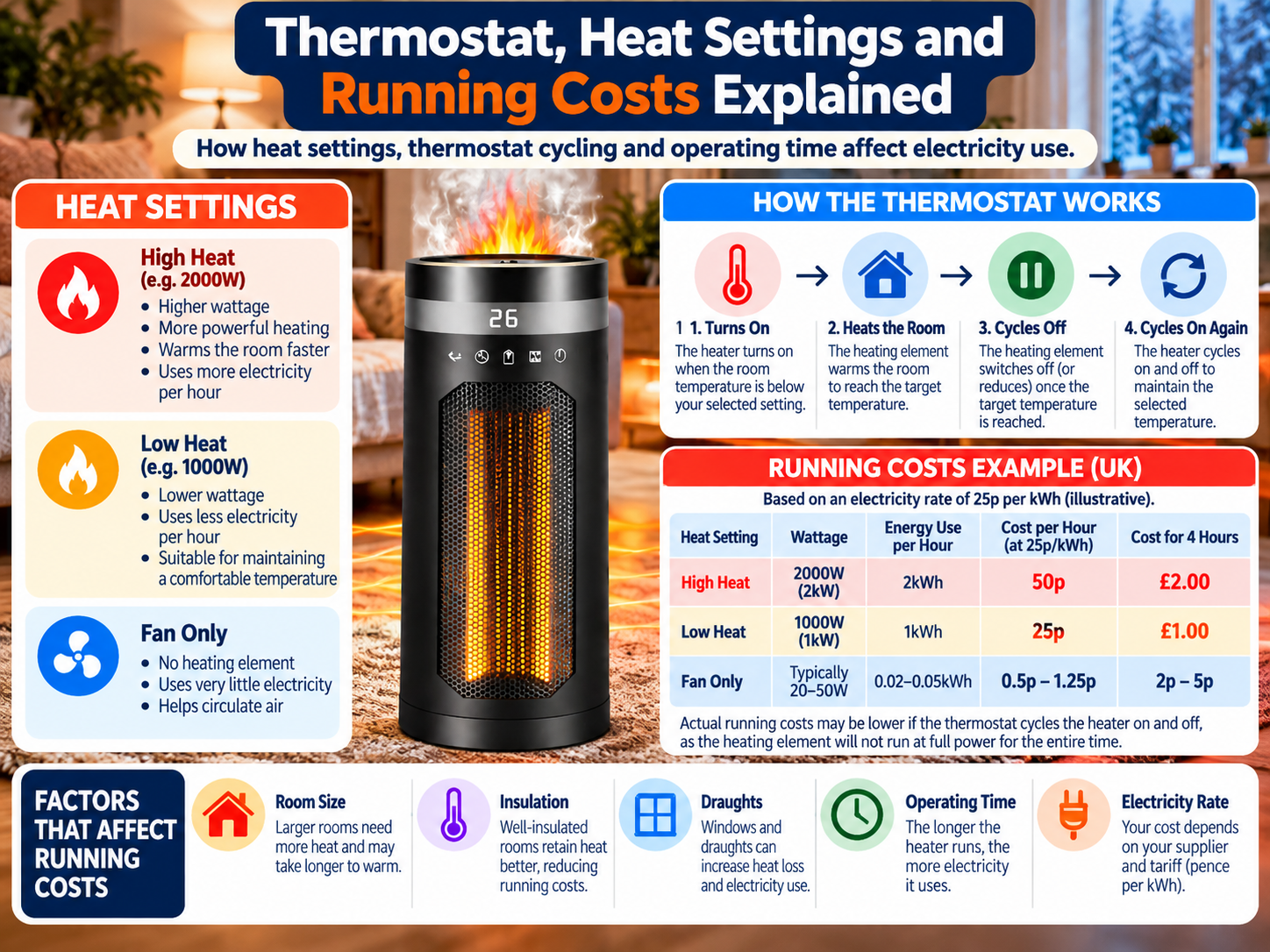 Shopsyde 1500W & 2000W Portable Electric Heaters